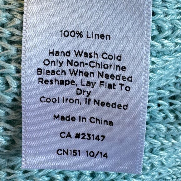 Talbots Linen Open Cardigan Long Length Long Sleeves Aqua Color Open Knit  1XP - Picture 6 of 6